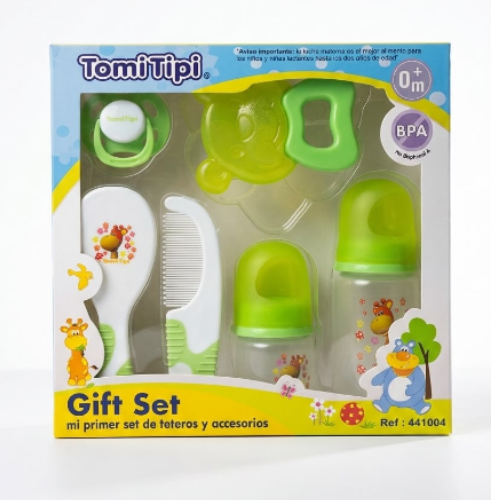 SET DE REGALO TETERO Y ACCESORIOS 0M+ (TOMI TIPI)
